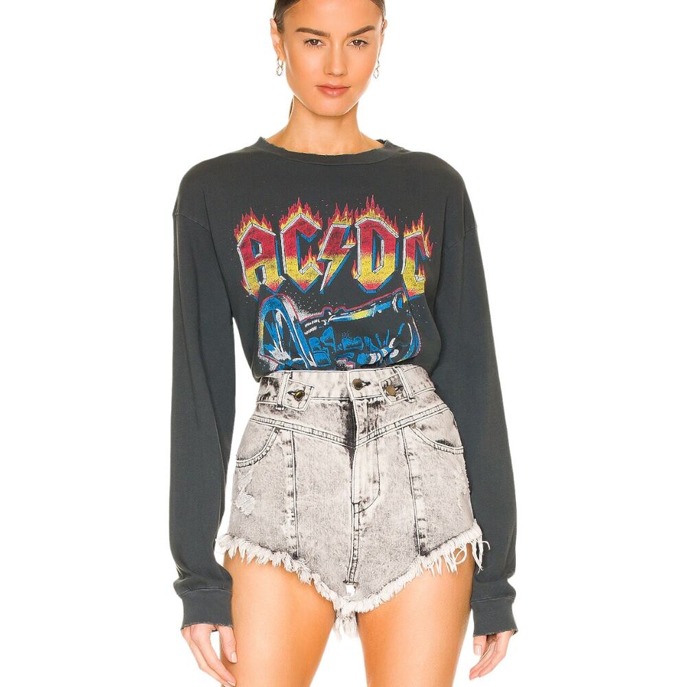 Daydreamer AC/DC For Those About To Rock Long Sleeve Tee Small Oversized Cropped - Picture 5 of 5